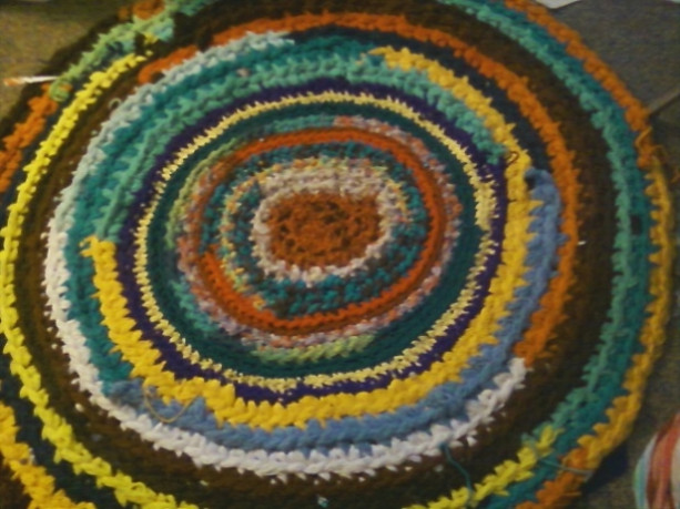 Hand Knitted Spiral Rug