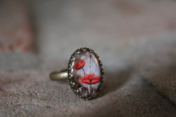 Poppy flower Ring