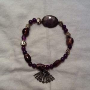 Purple Stone Elastic Bracelet