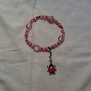 Pink Ladybug Elastic Bracelet