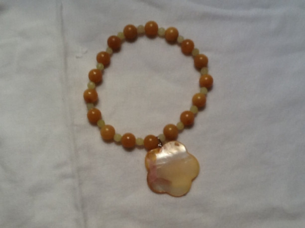 Tan and Yellow, Stone and Shell Bracelet