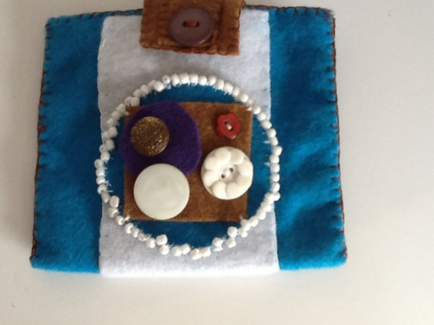 Turquoise and White Beaded Pouch