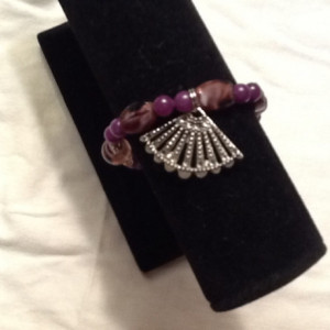 Purple Stone Elastic Bracelet