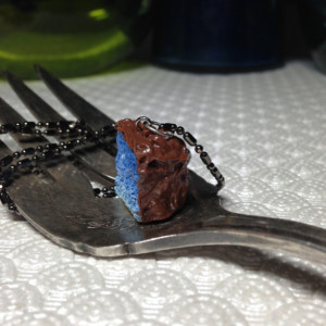 Miniature Clay Blue Cake Necklace
