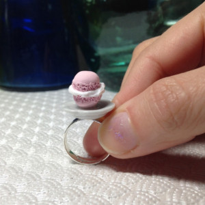 Miniature Clay Pink Macaron Ring