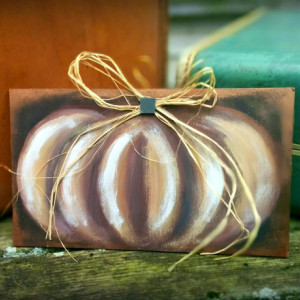 Pumpkin Painting On Large Wooden Plaque