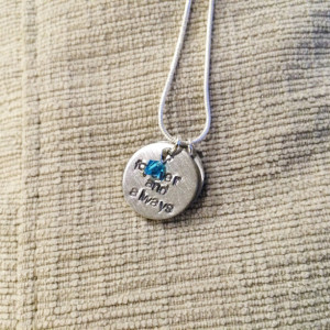 Forever and always my baby you will be necklace on a sterling silver chain and a colored bead