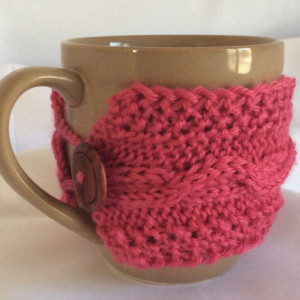 Pink Knitted Coffee Cup Cozy