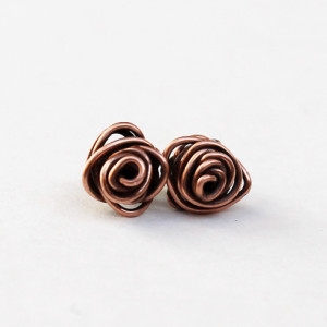 Rose Bud Copper Earrings, Posts