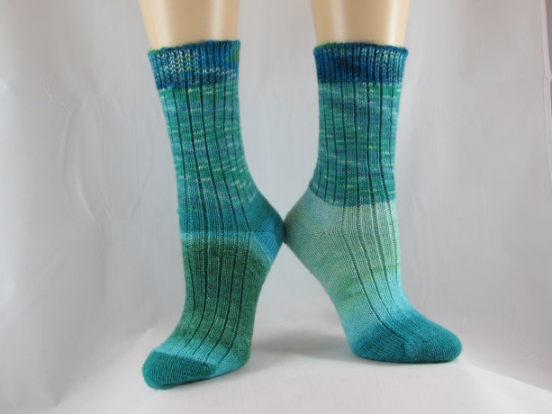 Shades of the Caribbean Blue Hand Cranked Socks-Free Shipping