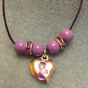 Puffy Purple Ribbon Charm Necklace