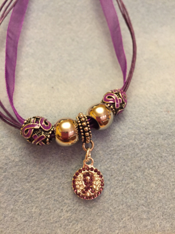 Purple Ribbon Sparkle Necklace