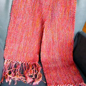 red handwoven scarf