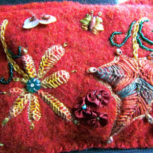 Red Felted wool purse