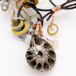 Necklace with ammonite covered with pyrite