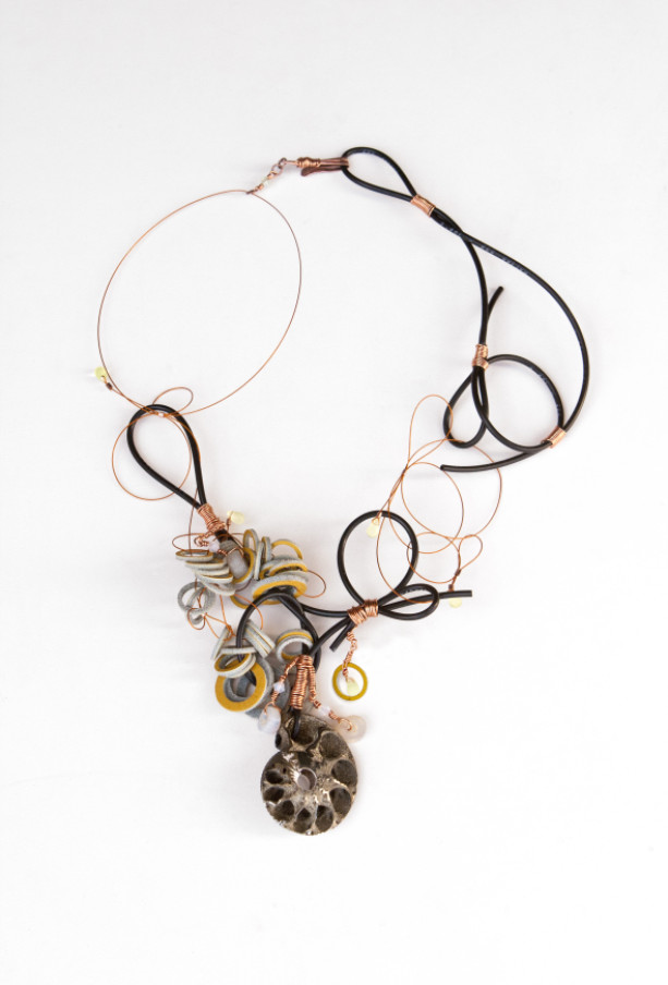 Necklace with ammonite covered with pyrite