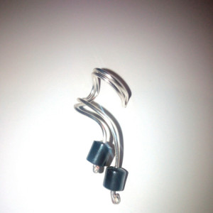 Hematite Bead Wire Ear Cuff - Right Ear
