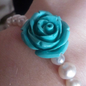pearl and turquoise rose bracelet