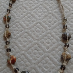Agate beaded macrame necklace, headband or wrap bracelet - made with natural hemp