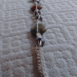 Agate beaded macrame necklace, headband or wrap bracelet - made with natural hemp
