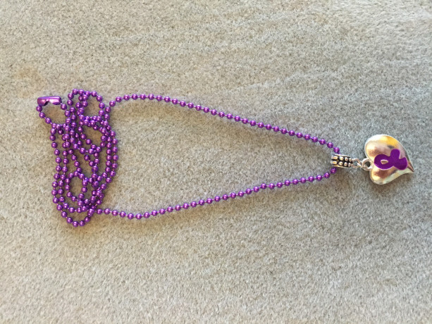 Puffy Purple Ribbon Charm with Purple Chain Necklace