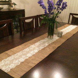 Burlap and Lace Table Runners 84 inches Long