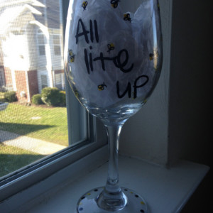 All Lite Up Summer Firefly Hand Painted Wine Glass