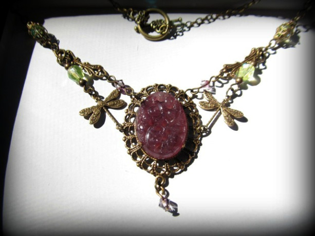 Japanese Etched Stone Elegant Pendant Necklace * 35% off* (Was $62)