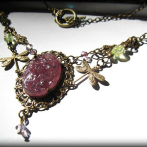 Japanese Etched Stone Elegant Pendant Necklace * 35% off* (Was $62)