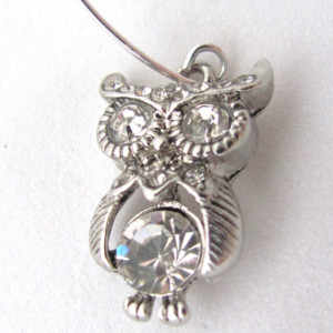 Rhinestone Encrusted Owl Earrings