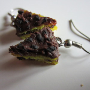 Miniature Chocolate and Yellow Cake Slice Earrings