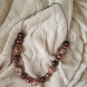 wooden and bead necklace