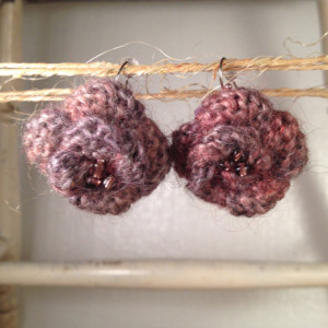 Rosette Earrings - Purple/Gray