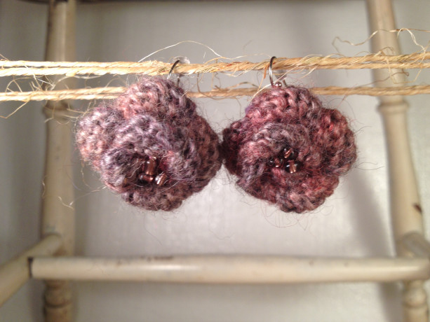 Rosette Earrings - Purple/Gray