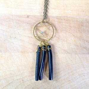 Dream Catcher Necklace with Black Coral Sticks 