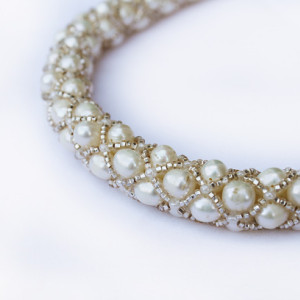 White Beaded Pearl Necklace-Choker