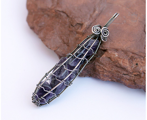 Sterling Silver Caged Amethyst Pendant