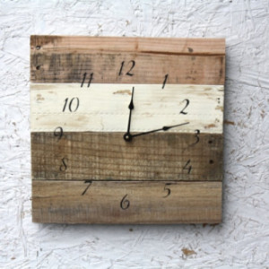 Nautical Clock.  Ivory & Natural Wood.  Hip Beach Clock.  Reclaimed wood.