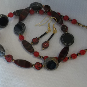 The Core - firey czech amazing beaded 19 inch necklace with matching earrings