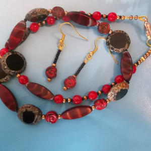 The Core - firey czech amazing beaded 19 inch necklace with matching earrings