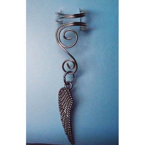 Silver Wire Hanging Wing Ear Cuff