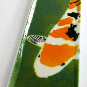Handmade Fused Glass Hors D'oeuvres Tray with Koi Design
