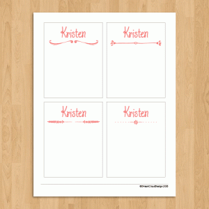Set of Four Printable Stationery Notecards
