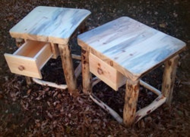 2 Rustic Night Stands Reclaimed Beetle Kill Wood