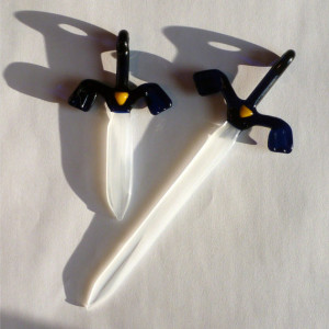 Handmade Glass Legend of Zelda Master Sword Pendant
