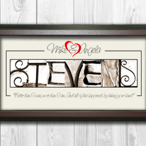 Alphabet Photography Name Sign PERSONALIZED - 10x20 FRAMED, Perfect Custom Holiday Gift