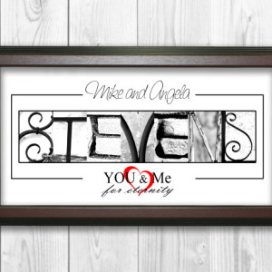 Alphabet Photography Name Sign PERSONALIZED - 10x20 FRAMED, Perfect Custom Holiday Gift