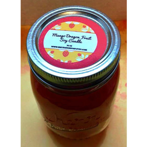 Mango Dragon Fruit Candle - Soy Wax - Mason Jar - 14 oz