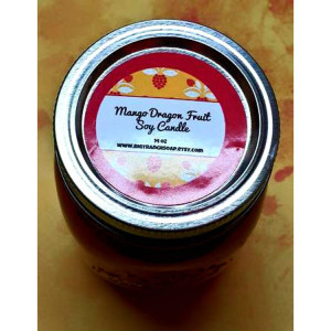 Mango Dragon Fruit Candle - Soy Wax - Mason Jar - 14 oz