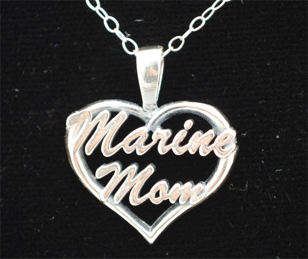 Marine Mom Heart Pendant